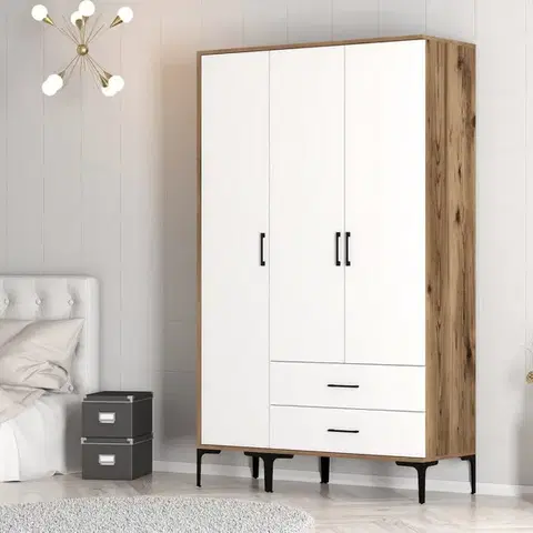 Šatňové skrine Šatníková skriňa Kumsal ST - Walnut, White