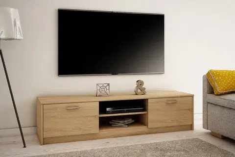 TV stolíky MAREK 028 TV stolík s dvierkami a policami 160cm, dub sonoma