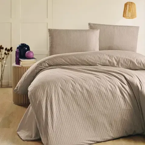 Obliečky Obliečky damaškové svetlo béžovo hnedé TiaHome - 1x Vankúš 90x70cm, 1x Paplón 140x200cm
