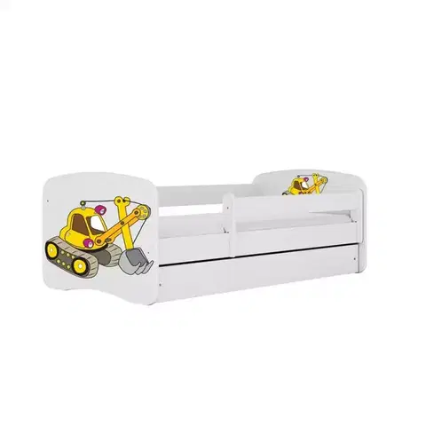 Postele pre dievčatá Detská Posteľ. Babydreams+Sz+M Biely 70x140 Rýpadlo