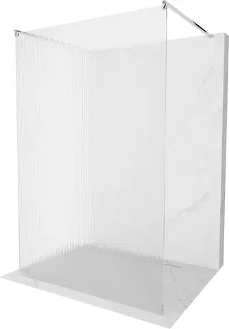 Sprchové dvere MEXEN/S - Kioto Sprchová zástena WALK-IN voľne stojaca 100 x 200, prúžky 8 mm, chróm 800-100-002-01-09