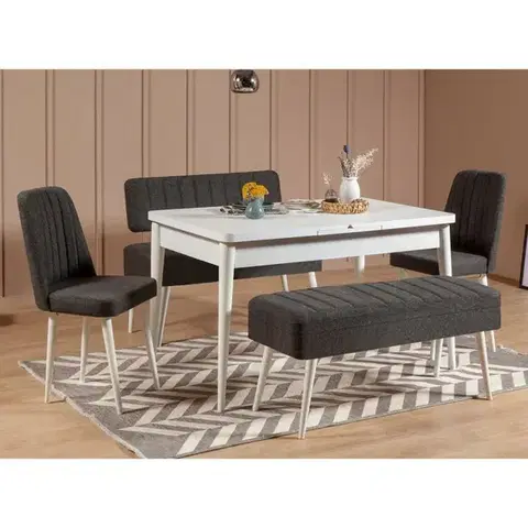 Jedálenské sety Jedálenský set s rozkladacím stolom a stoličkami (5 kusov) Vina 1053 - 4 - Anthracite, White
