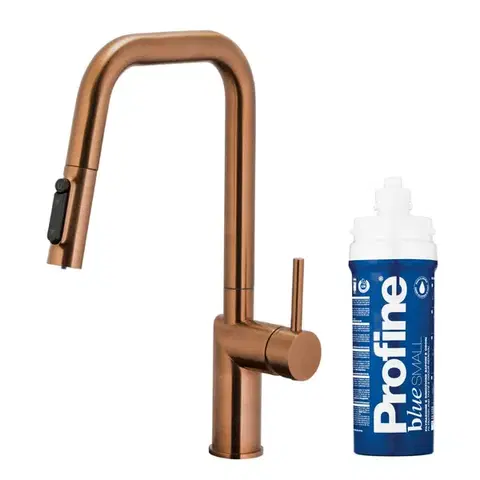 Kuchynské batérie KFA - Duero pure style pull-out kuchynská filtrujúca, brúsené ružové zlato + filter profine blue s 6623-313-34