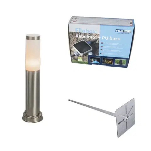 Zahradne stlpove lampy Vonkajšia lampa na stĺp oceľ 45 cm IP44 - Rox s uzemňovacím kolíkom a káblovou objímkou