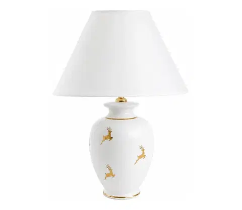 Lampy Kolarz 731.70W.150 - Stolová lampa NONNA 1xE27/100W/230V, s motívom jeleňa, biela/zlatá 731.70W.150