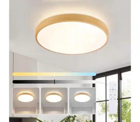 Svietidlá BRILAGI-LED Stmievateľné svietidlo GLASS POOL DOUBLE LED/48W/230V 40 cm drevený dekor+DO BRI743