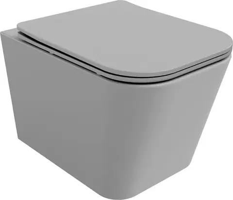 Záchody MEXEN - Teo Závesná WC misa Rimless vrátane sedátka s slow, Duroplast, svetlo šedá mat 30854061