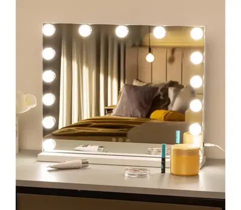 Kúpeľňové zrkadlá BRILAGI - LED stmievateľné make-up zrkadlo HOLLYWOOD LED/15W/230V 3000/4000/6500 FG-M6-WD02-WHT