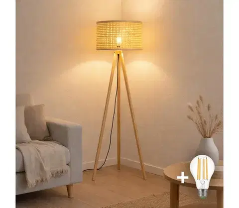 Lampy BRILAGI - LED stojacia lampa CERIA 1xE27/60W/230V pr. 40 cm béžová EG781161+AS0463