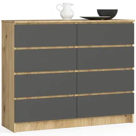 Komody a skrinky Moderná vysoká komoda, MICHALA120, dub Artisan / grafit