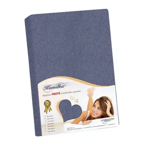Plachty Bellatex Froté prestieradlo na vysoký matrac modrosivá, 180 x 200 + 40 cm