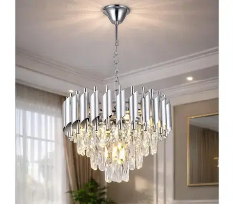 Svietidlá BRILAGI – závesný luster na reťazi ECLIPSE 5×E14/10W/230V, pr. 38 cm, strieborný BG72441