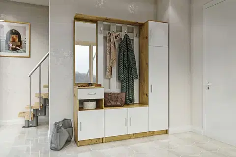 Predsieňové zostavy MÁŠA SET 2 predsieňová zostava, dub Artisan / biela