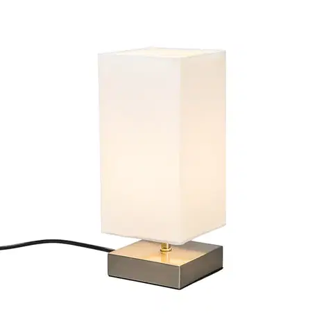 Stolné lampy Moderná stolná lampa biela s oceľou - Milo
