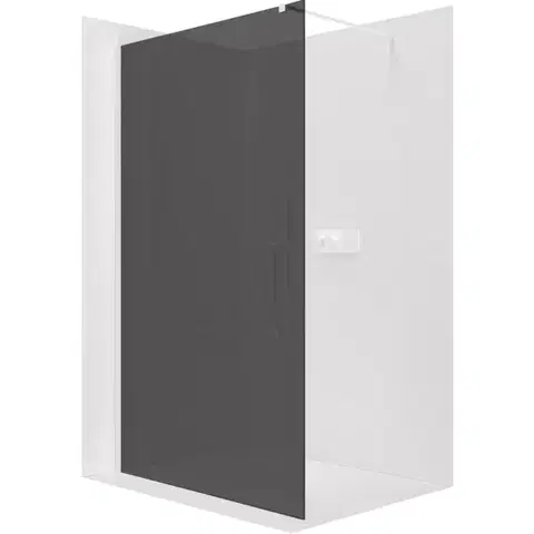 Sprchové dvere CERANO - Sprchová zástena Walk-in Onyx Cube Ľ/P - 8 mm - hranatá vzpera - biela matná, grafitové sklo - 30x200 CER-8050BD71914