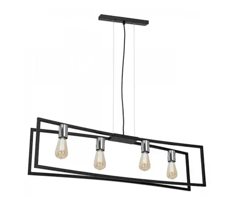 Svietidlá  Luster na lanku TUNJA 4xE27/60W/230V čierna/chróm 1762