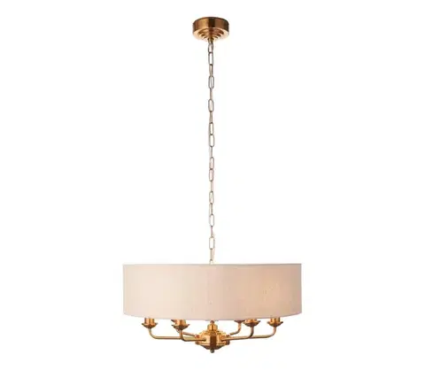 Svietidlá Endon 110722 - Závesný luster HIGHCLERE na reťazi 6xE14/40W/230V, béžová/mosadz, priemer 55 cm 110722