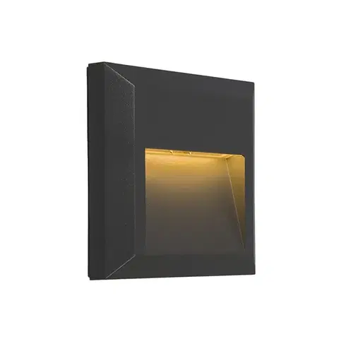Vonkajšie nástenné svietidlá Moderná nástenná lampa tmavosivá štvorcová vrátane LED - Gem