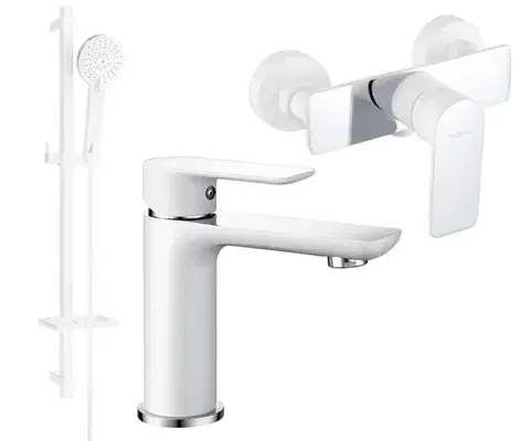 Sprchy a sprchové panely MEXEN/S - Alfa DQ40 Set umývadlovej a sprchovej batérie s príslušenstvom, bielo/chróm 745704DQ40-02