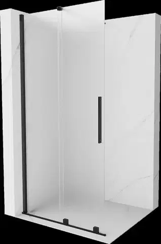 Sprchové dvere MEXEN/S - Velar Sprchová zástena posuvná Walk-in 110 x 200, dekor 8 mm, čierna 871-110-000-33-70