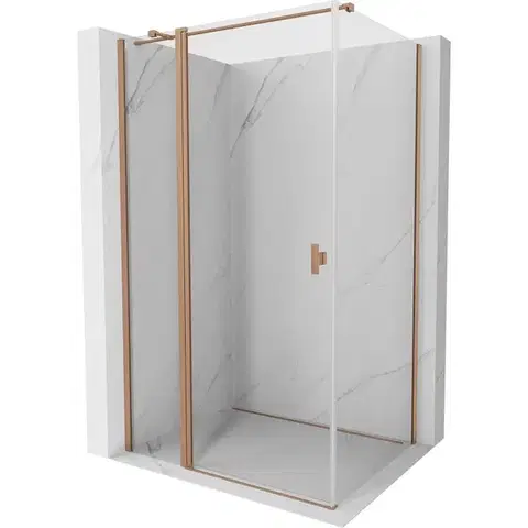Sprchovacie kúty MEXEN/S - Mist T sprchovací kút dvere krídlové 105 x 100, transparent, meď kartáčovaná 8A4T-105-100-65-00