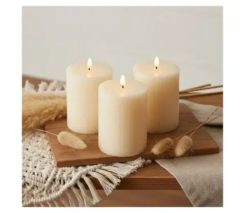 Svietidlá Estilo Home Sada 3x LED sviečok BRILLO LED/3xAAA 10 cm krémové + diaľkové ovládanie 5905623255163