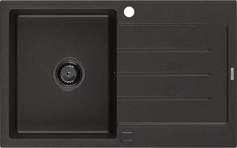 Kuchynské drezy MEXEN/S MEXEN/S - Bruno granitový drez 1 s odkvapkávačom 795 x 495 mm, čierna/zlatý metalik, + čierny sifón 6513791010-75-B