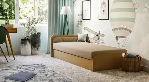 Postele ArtElta Jednolôžková posteľ PARYS hnedá | 80 x 190 cm Farba: Alova 66, Prevedenie: ľavé