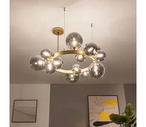 Svietidlá BRILAGI - LED Luster na lanku MILLA 15xG9/3W/230V zlatá/dymová 6010-15GS