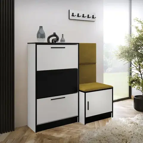 Skrinky na topánky Skrinka na topánky Kpl Foli Biela + Žltá (KRONOS 01)