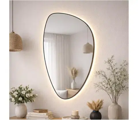 Kúpeľňové zrkadlá Baltica Design-LED Zrkadlo s podsvietením STONE FLUID 15W/230V 2700K 92x55 cm IP65 čierne 5904107932705