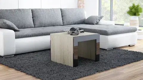 Konferenčné stolíky CAMA MEBLE Tess Kwadrat konferenčný stolík dub sonoma / čierny lesk