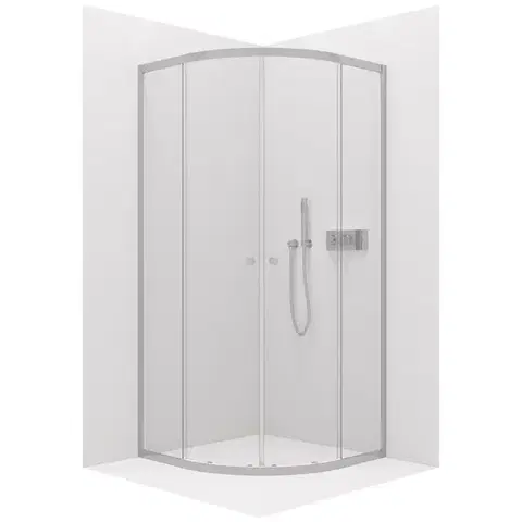 Sprchovacie kúty CERANO - Sprchovací kút Orso L/P - 5 mm - štvrťkruh - R550 - chróm, transparentné sklo - 80x80x195 - posuvný CER-650479