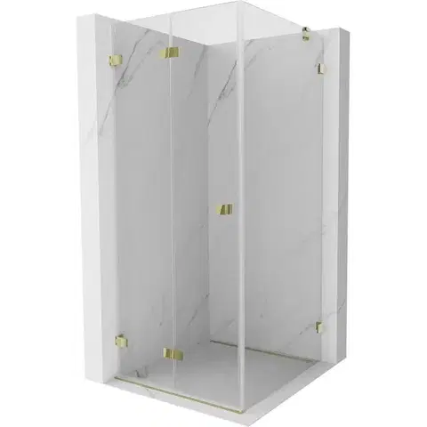 Sprchovacie kúty MEXEN/S - Lunar-F sprchovací kút skladacie dvere ľavá 100 x 100, transparent, zlato 836-100100-50-00-L