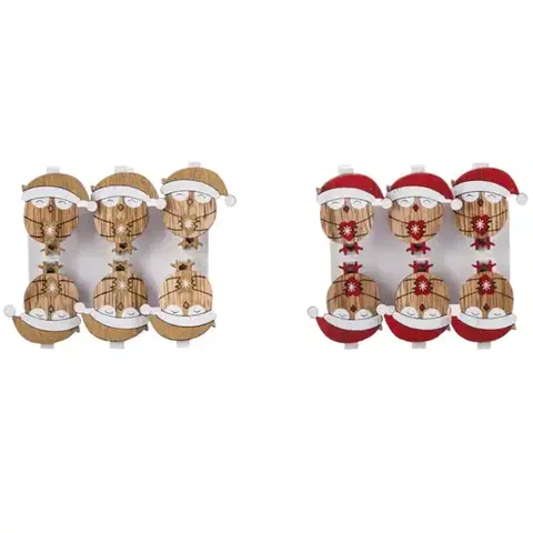 Vianočné dekorácie – do vnútra Ozdobné sponky 4,5cm 6ks mix