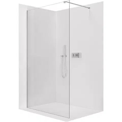 Sprchové dvere CERANO - Sprchová zástena Walk-in Onyx Cube Ľ/P - 8 mm - hranatá vzpera - chróm, transparentné sklo - 50x200 CER-8050BD691