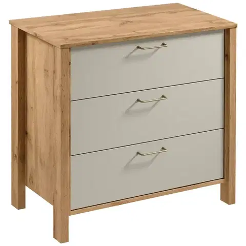 Komody do spálne Komoda Indygo K3S dub wotan-beige