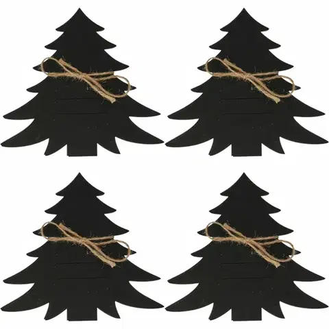 Prestieranie Vrecko na príbory X-Mas Tree čierna, sada 4 ks