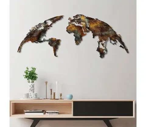 Obrazy  Nástenná dekorácia 2 ks 150x59 cm planéta kov 891TNL2435