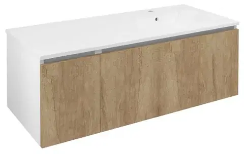 Kúpeľňový nábytok SAPHO - LOREA skrinka 120x46x51,5cm (30+90cm), pravá, dub Alabama/biela matná LE090-2231-R-02