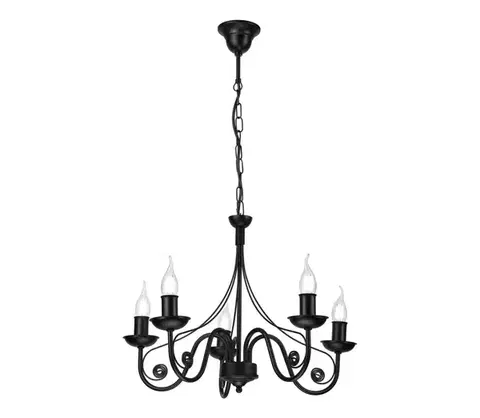 Svietidlá  Luster na reťazi DONATO 5xE14/40W/230V čierna LM-5.29/CZARNY MAT