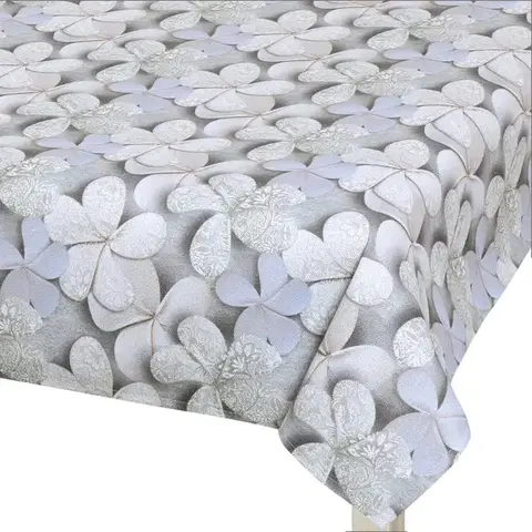 Obrusy Bellatex Obrus DITA Kvet sivá, 140 x 200 cm