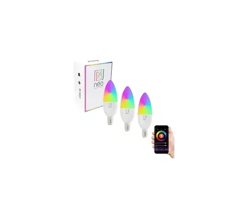 LED osvetlenie  NEO 07716C - SADA 3x LED RGB+CCT Stm. žiarovka E14/5,5W/230V Wi-Fi Tuya 07716C