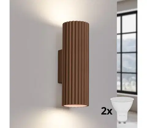 Svietidlá BRILAGI - LED nástenné svietidlo CRESTO 2xGU10/10W/230V 20 cm hnedé BR.1965