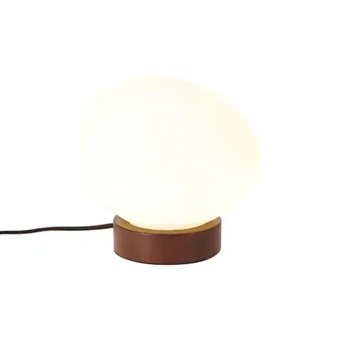 Stolné lampy Japandi stolná lampa drevená s opálovým sklom - Sally