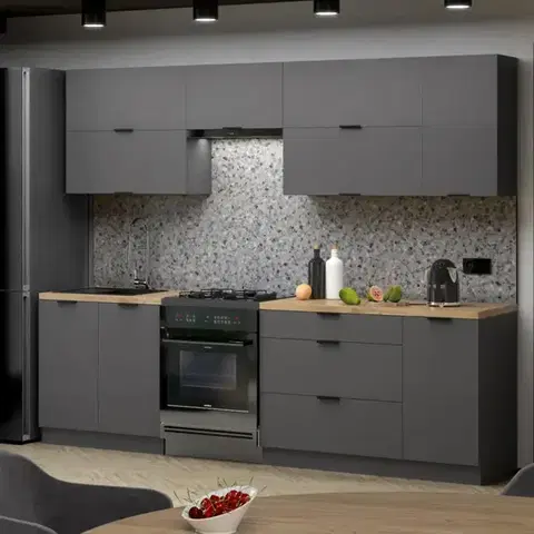 Kuchynské linky Kuchynská linka Loft II 260 grafit  s kuchynskou doskou