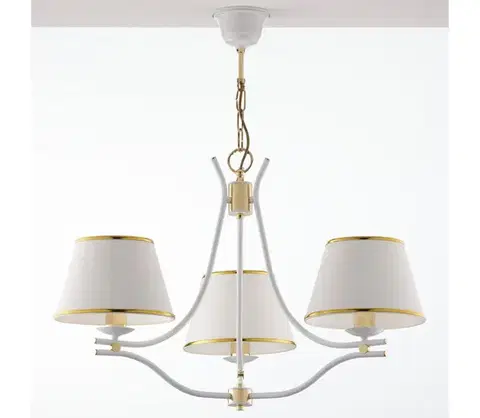 Svietidlá Jupiter 2085 - Luster na reťazi SAMBA 3xE27/15W/230V biela/zlatá 2085