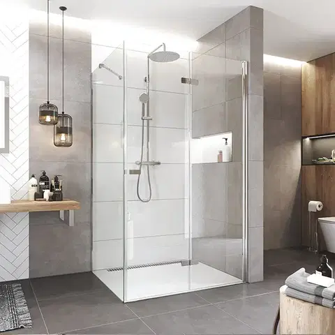 Sprchovacie kúty Mereo Sprchovací kút, Novea, obdĺžnik, zalamovací, 110x100 cm, chróm ALU, sklo Číre, dv. pravé a pev. diel CK13853ZP