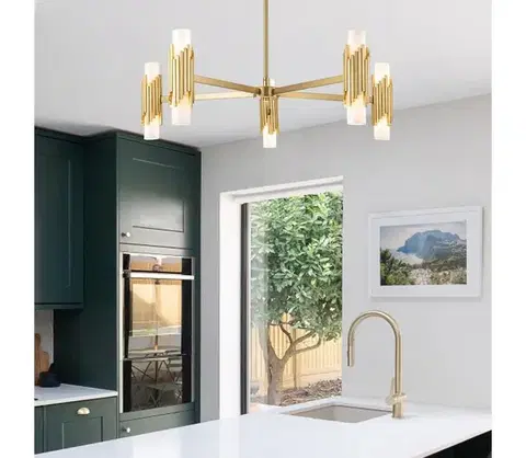 Svietidlá Elstead MARVELE10-AB-OPAL - Luster na tyči MARVELE 10xE14/40W/230V zlatý MARVELE10-AB-OPAL