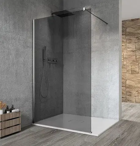 Sprchové dvere GELCO - VARIO CHROME jednodielna sprchová zástena na inštaláciu k stene, dymové sklo, 700  GX1370GX1010